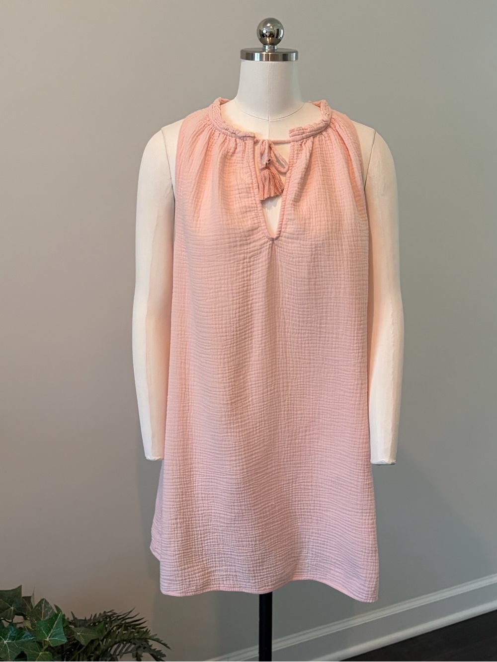 Kona Sol Blush Pink Sleeveless Tie-Neck Dress